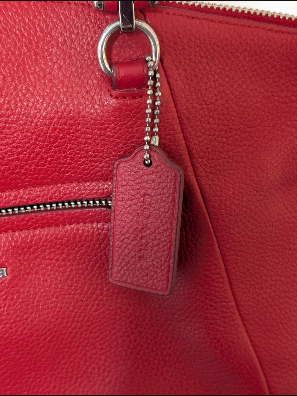 Coach Prairie 2-Way Cherry Red Pebbled Leather Handbag - Picture 4 of 15